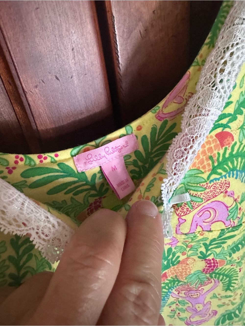 Lily Pulitzer Tropical Print Lace-Trim Sleep Slip - Picture 3 of 6
